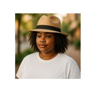 WAVE Fedora Hat Straw Short Brim‎ Women Men Summer Beach Vacation